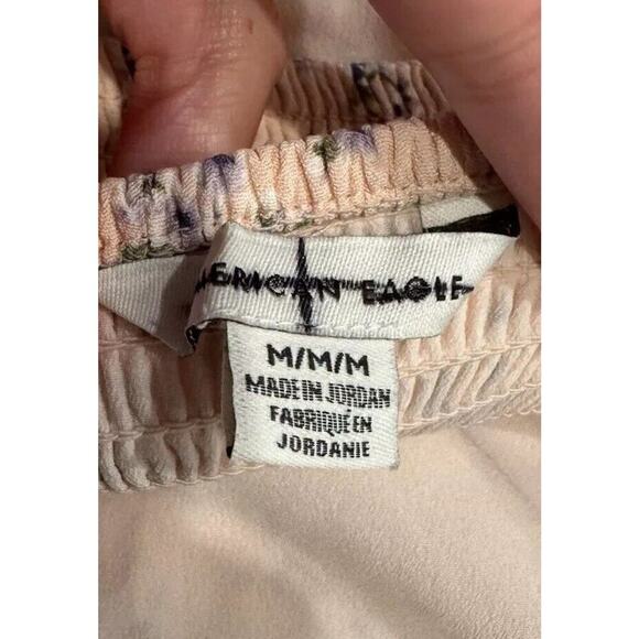 American Eagle Size Medium Floral Print Peach Dress Cut Out Back Sundress Boho - Picture 5 of 7